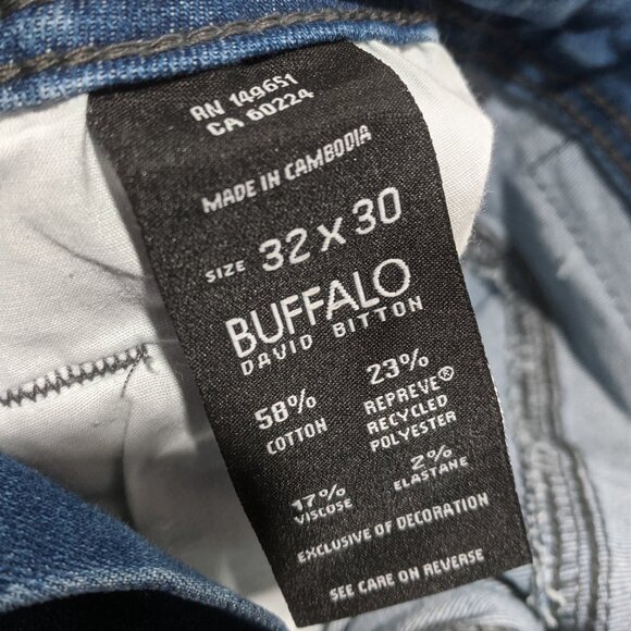 Buffalo David Bitton Adam Slim Stretch Jeans‎ Mens Blue Medium Wash - Picture 8 of 8